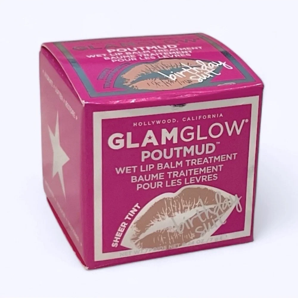 💎 GlamGlow PoutMud Wet Lip Balm Treatment- BIRTHDAY SUIT New In Box Full-Size